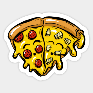 Pepperoni Loves Pineapple Pizza Slices Sticker